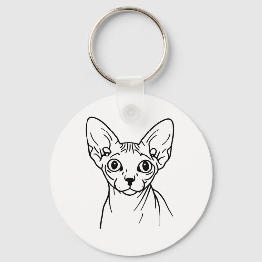 Elegant Sphynx Cat Line Art Sleutelhanger (Voorkant)