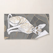 Élégant Sphynx Chat Géométrique moderne serviette  (Serviette à main)