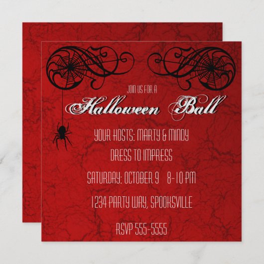 Elégant Spiderweb Halloween Ball Party Invitation (Devant / Derrière)