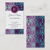 Elegant Split Damask Patroon met Monogram Visitekaartje (Voorkant / Achterkant)