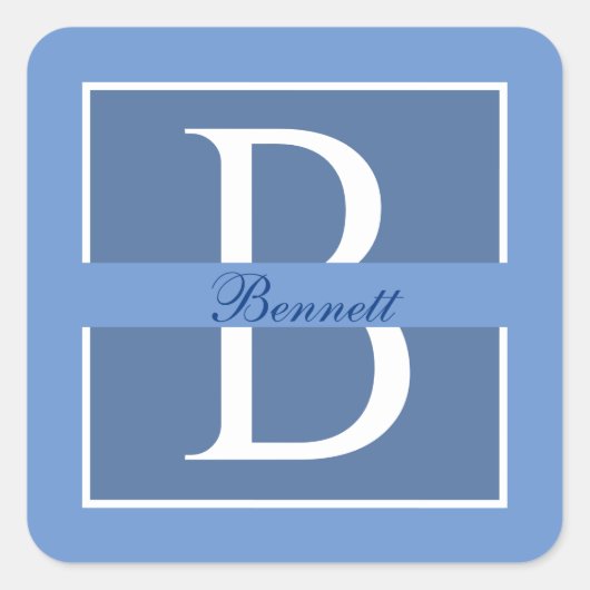 Elegant Split Initiaal Vierkante Sticker (Voorkant)