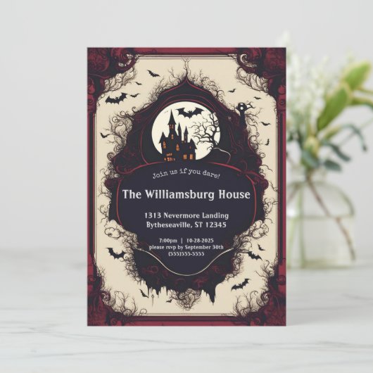 Elegant spookhuis Halloween Kaart (Staand voorkant)