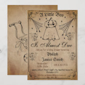 Elegant Spooky, Halloween Baby shower Kaart (Voorkant / Achterkant)