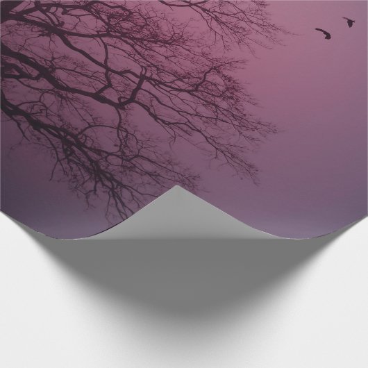 Elegant Spooky Halloween Theme Tree Mon Artwork Cadeaupapier (Hoek)