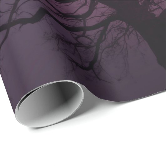 Elegant Spooky Halloween Theme Tree Mon Artwork Cadeaupapier (Rol Hoek)