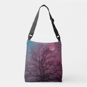 Elegant Spooky Halloween Theme Tree Mon Artwork Crossbody Tas