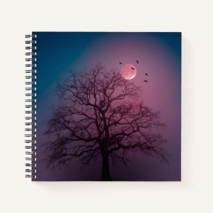 Elegant Spooky Halloween Theme Tree Mon Artwork Notitieboek