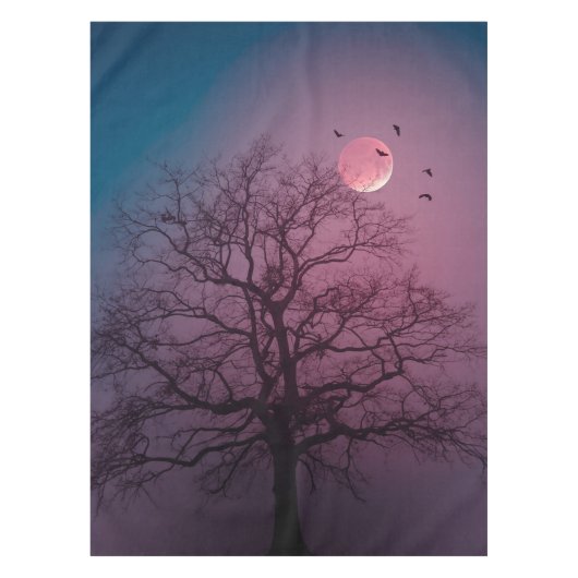 Elegant Spooky Halloween Theme Tree Mon Artwork Tafelkleed (Voorkant)