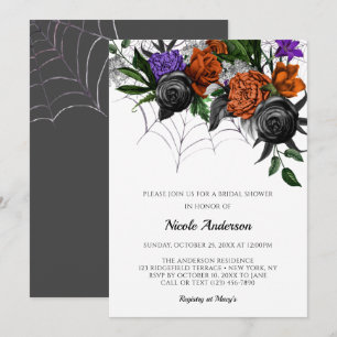 Elegant Spooky Multi Webs Bridal Shower Invitation Kaart