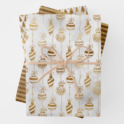 Elegant sprankelend gouden kerstinpakpapier Zij Inpakpapier Vel (In situ)