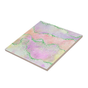 Elegant Spring Agate Faux Green Glitter voor afs Tegeltje