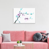 Elegant Spring blossom roze florale Waterverf kuns Canvas Afdruk (Insitu (Woonkamer))