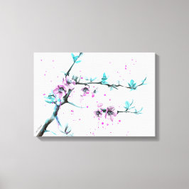Elegant Spring blossom roze florale Waterverf kuns Canvas Afdruk