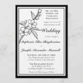 Elegant Spring Blossoms Black White Formal Wedding Kaart (Voorkant)