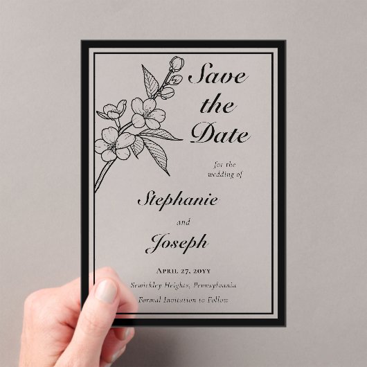 Elegant Spring Blossoms Wedding Save the Date Acryl Uitnodigingen (Insitu (Draagbaar))