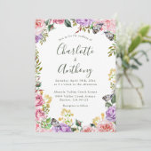 Elegant Spring Butterfly Floral Wedding Kaart (Staand voorkant)