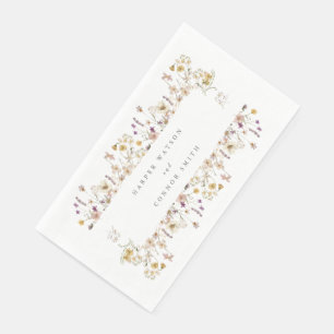 Elegant Spring Custom Text Wildflower Wedding Servet