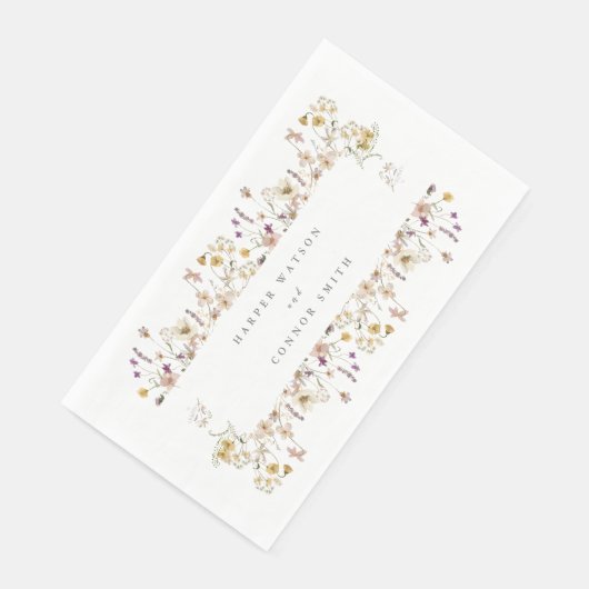 Elegant Spring Custom Text Wildflower Wedding Servet (Hoek)