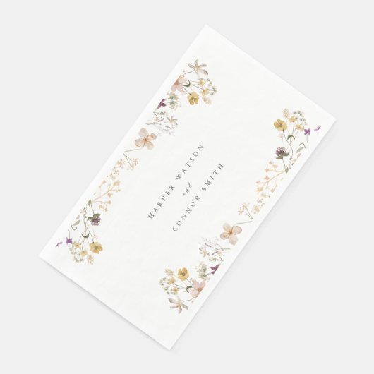 Elegant Spring Custom Text Wildflower Wedding Servet (Hoek)