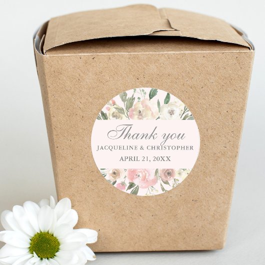 Elegant Spring Floral Blush Peony Wedding Ronde Sticker