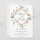 Elegant Spring Floral Blush Peony Wedding Save The Date (Voorkant)