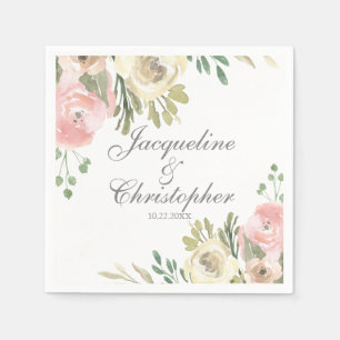 Elegant Spring Floral Blush Pink Peony Wedding Servet