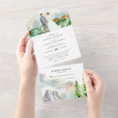 Elegant Spring Floral Mountain Wedding All In One Uitnodiging (Afscheurbaar)
