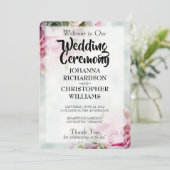 Elegant Spring Floral roze Roses & Peonies Wedding Programma (Staand voorkant)