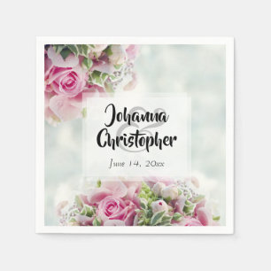 Elegant Spring Floral roze Roses & Peonies Wedding Servet