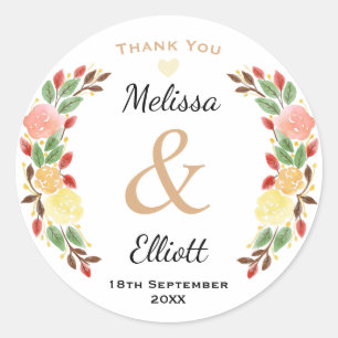 Elegant Spring Floral Waterverf Wreatborder Ronde Sticker