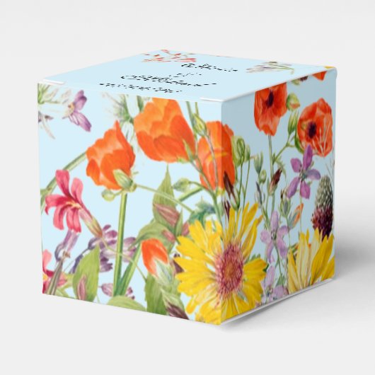 Elegant Spring Flowers Blue Wedding Favor Box Bedankdoosjes (Voorkant Zijde)