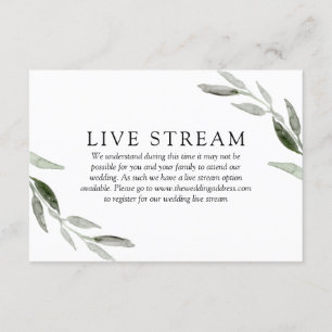 Elegant Spring Green Leaf Wedding Live Stream Informatiekaartje