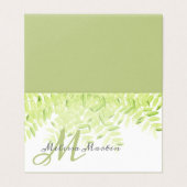 elegant spring groene bladeren monogram kaart (Buitenkant ongevouwen)