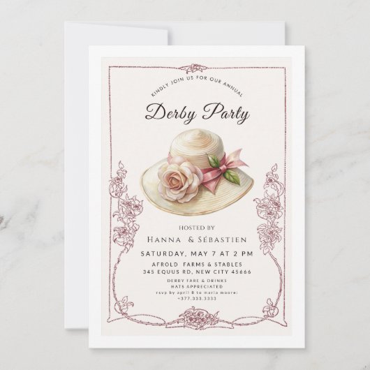 Elegant Spring Hat Garden Party Invitation (Devant)