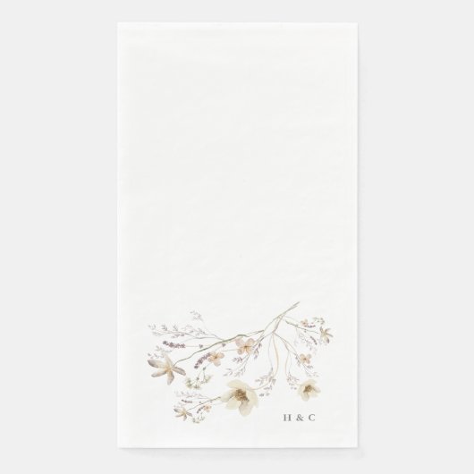 Elegant Spring Monogram Wildflower Wedding Servet (Voorkant)