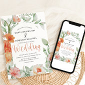 Elegant Spring Peach Floral Wedding Kaart