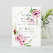 Elegant Spring Pink Poppy Floral Kaart (Staand voorkant)