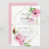 Elegant Spring Pink Poppy Floral Kaart (Voorkant / Achterkant)