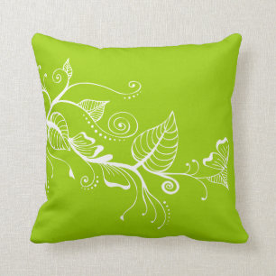 Elegant Spring Swirls Leaf Lime Green Pillow Kussen