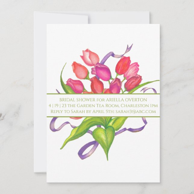 Elegant Spring Tulips Bridal Shower Invitation (Voorkant)