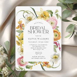 Elegant Spring Watercolor Floral Bridal Shower Kaart