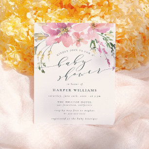 Elegant Spring Waterverf Floral Baby shower Uitnodiging Briefkaart