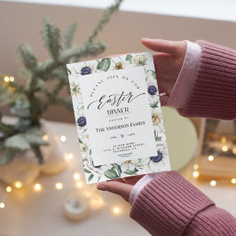 Elegant Spring Waterverf Floral Pasen Dinner Inv Kaart