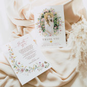 Elegant Spring Wildflower Garden Afstuderen Foto Bedankkaart