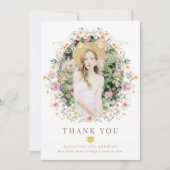 Elegant Spring Wildflower Garden Afstuderen Foto Bedankkaart (Voorkant)