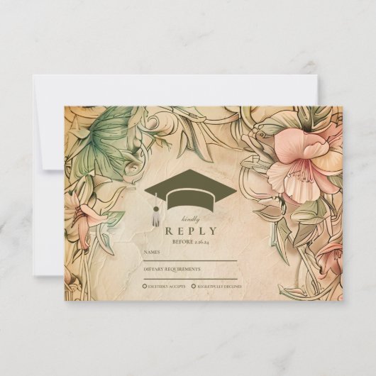 Elegant Spring Wildflower Graduparty RSVP Kaartje (Voorkant)