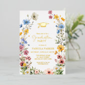 Elegant Spring Wildflower Meadow Garden Afstuderen Folie Uitnodiging (Staand Voorkant)