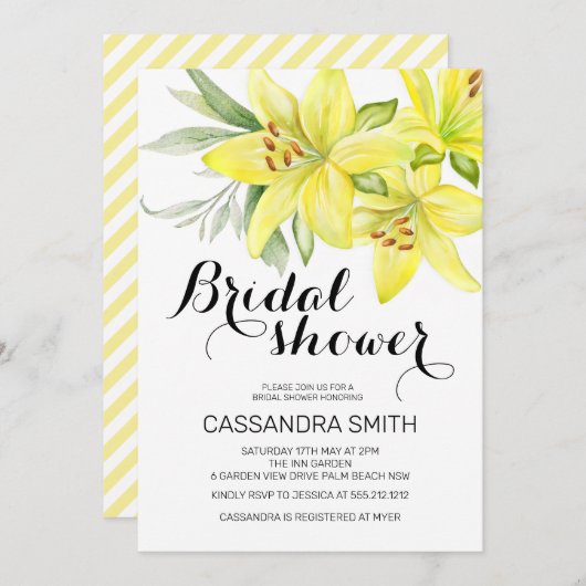 Elegant Spring Yellow Lily Floral Vrijgezellenfees Kaart (Voorkant / Achterkant)