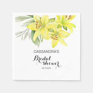 Elegant Spring Yellow Lily Floral Vrijgezellenfees Servet