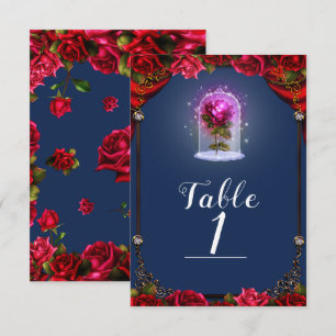 Elegant Sprookjesboek Rode Rozen Blauwe Tafel Numm Kaart